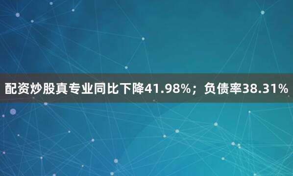 配资炒股真专业同比下降41.98%；负债率38.31%